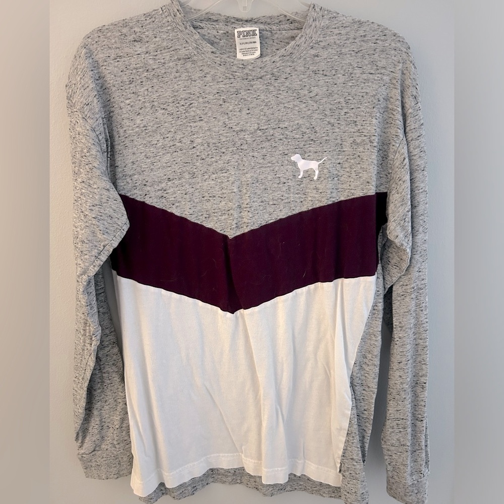 VS Pink Chevron Long Sleeve Tee